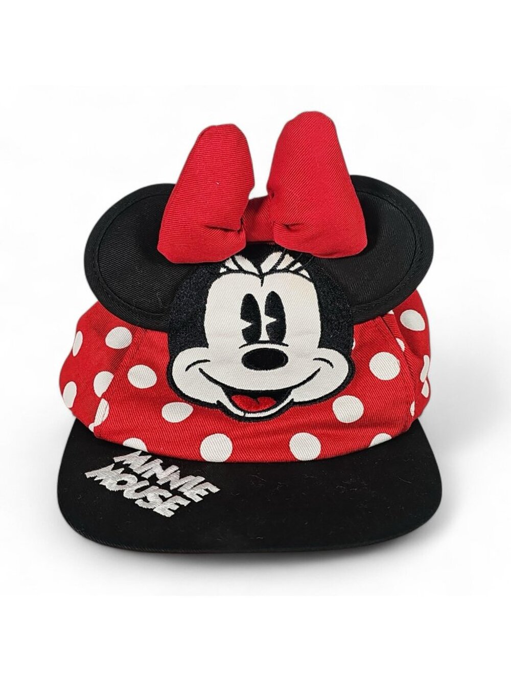 Disney Parks Minnie Mouse Ears Toddler Baseball Cap Hat Red Polka Dot Black Cute